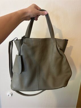 Genuine Leather Grey Tote Bag Crossbody Shoulder Purse Soft Pebbled Leather